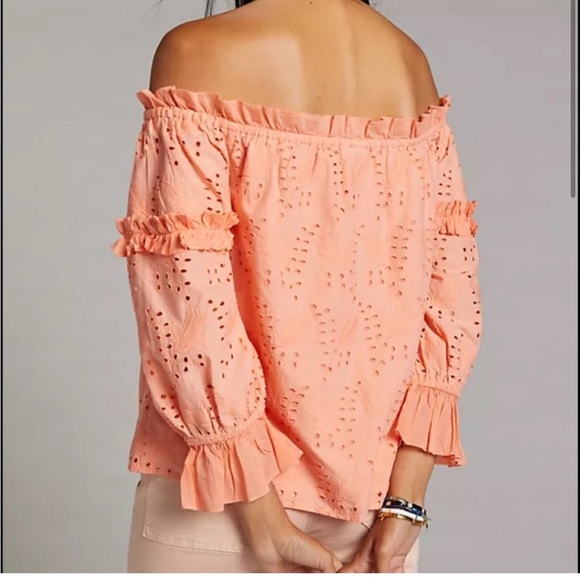 Anthropologie Jane Eyelet Lace Off-The-Shoulder Blouse - Picture 3 of 10